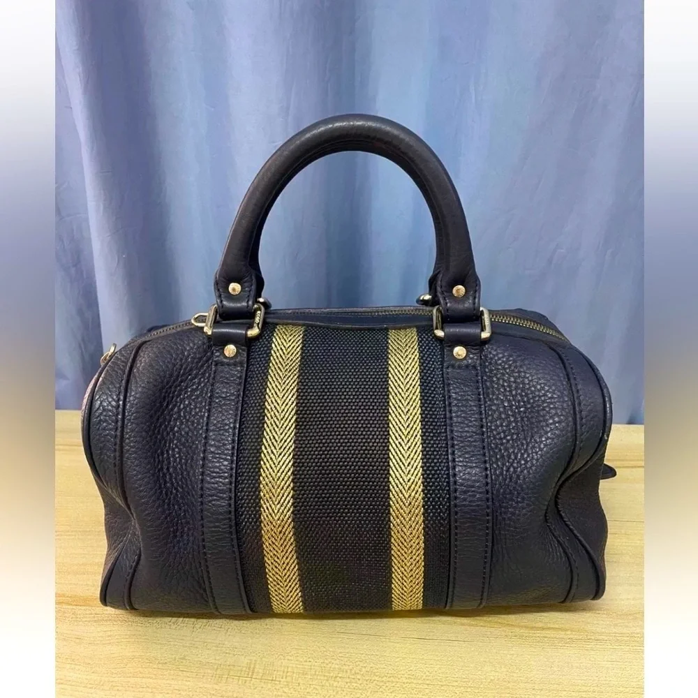 GUCCI Web Boston Striped Bag Leather - Picture 2 of 13